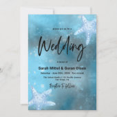 深いブルー結婚シー 招待状 (正面)