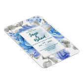 深いブルー結婚フローラ磁石招待状 マグネット (右側)