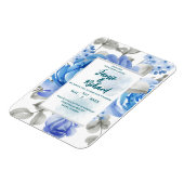 深いブルー結婚フローラ磁石招待状 マグネット (左側)