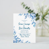 深いブルー結婚式招待状はがき ポストカード (スタンド正面)