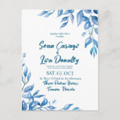 深いブルー結婚式招待状はがき ポストカード (正面)