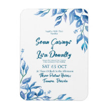 深いブルー結婚式招待状磁石