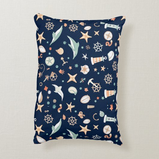 深いブルー航海の装飾用クッション アクセントクッション (裏面(縦))