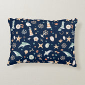 深いブルー航海の装飾用クッション アクセントクッション (裏面)