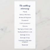 深いブルー銀河系結婚式プログラム プログラム (裏面)