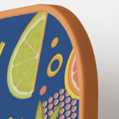 深いブルー80の柑橘類フルーツスライス ピックルボールラケット (左詳細)