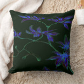 深いブルー&グリーン日本のフローラ枕 クッション (ブランケット)