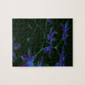 深いブルー&グリーン日本のフローラ ジグソーパズル (横)