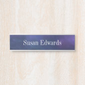 深いブルー&パープルネームプレートデスクシンボルや象徴 サインプレート (正面)