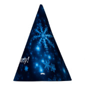 深いブルー&ブライトスノーフレークパーティーハット パーティーハット (右)