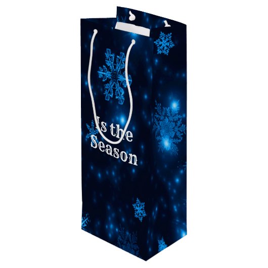 深いブルー&ブライトスノーフレークレットイットスノー抱き枕 ワインギフトバッグ (裏面アングル)