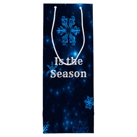 深いブルー&ブライトスノーフレークレットイットスノー抱き枕 ワインギフトバッグ