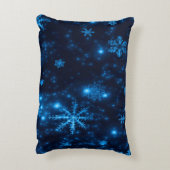 深いブルー&ブライト雪片ポリエステルピロー アクセントクッション (裏面(縦))