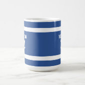 深いブルー&ホワイトサッカーチームパーソナライズされた コーヒーマグカップ (中央)