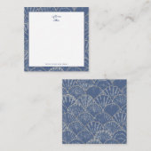 深いブルー&金ゴールドウォーターカラーシーシェル ノートカード (正面/裏面)