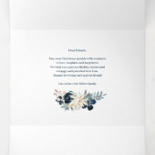 深いブルー&金ゴールドジョイクリスマスフォトホリデーカード 三つ折りクリスマスカード (内部中)