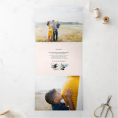 深いブルー&金ゴールドジョイクリスマスフォトホリデーカード 三つ折りクリスマスカード (内部)