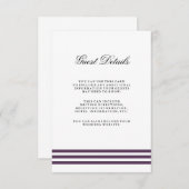 深いプラムストライプな結婚式のゲストの詳細 エンクロージャーカード (正面/裏面)