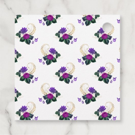 深いプラムパープルと金ゴールド結婚ズ フェイバータグ (裏面)