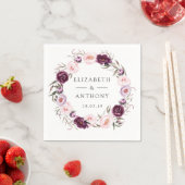 深いベルベットと赤面ピンクフローラ結婚ズ スタンダードカクテルナプキン (インサイチュ)