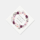 深いベルベットと赤面ピンクフローラ結婚ズ スタンダードカクテルナプキン (角)