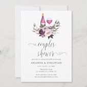 深いベルベットフローラカップルのシャワーワインテイスティング 招待状 (正面)