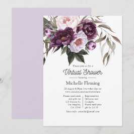 深いベルベットフローラバーチャル赤ちゃんシャワー 招待状