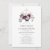 深いベルベットフローラファーストホーリーコミュニオン 招待状 (正面)