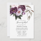 深いベルベットフローラブライダルまたはベビーシャワーbyメール 招待状 (正面)