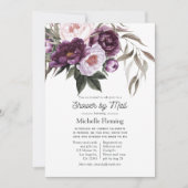 深いベルベットフローラブライダルシャワーバイメール 招待状 (正面)