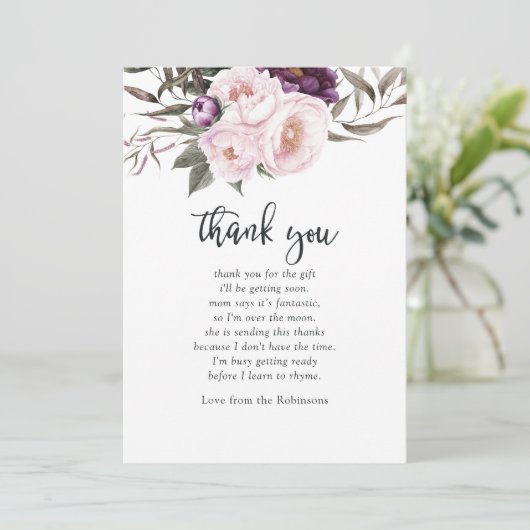 深いベルベットフローラベビーシャワーありがとう 招待状 (スタンド正面)