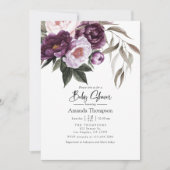 深いベルベットフローラベビーシャワー招待状 招待状 (正面)