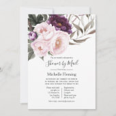 深いベルベットフローラベビー又はブライダルシャワーバイメール 招待状 (正面)