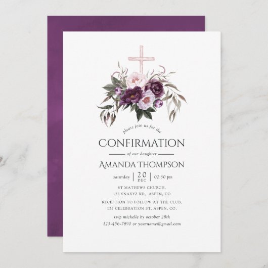 深いベルベットフローラ確認 招待状 (正面/裏面)