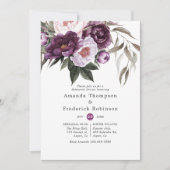 深いベルベットフローラ結婚のリハーサルディナー 招待状 (正面)