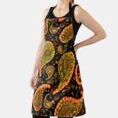 深いペイズリー金ゴールドオレンジブラウンビューティフル エプロン (インサイチュ)