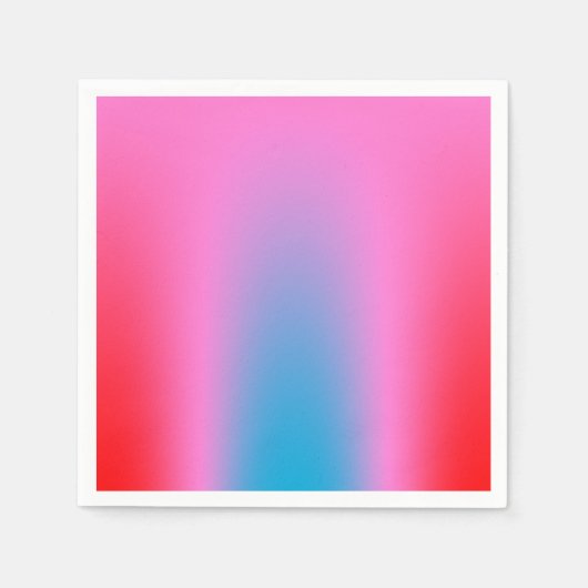 深いマゼンタピンクから赤と青のオーリグラデーション スタンダードカクテルナプキン (正面)