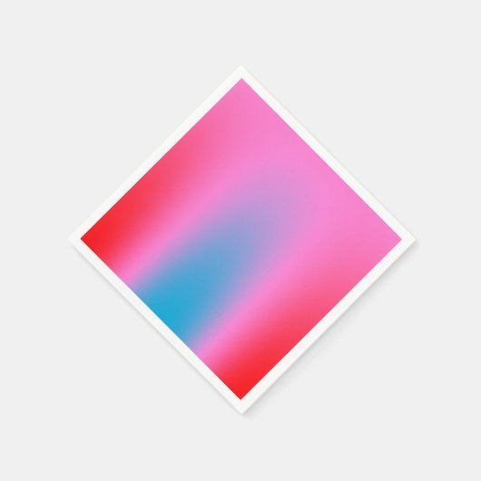 深いマゼンタピンクから赤と青のオーリグラデーション スタンダードカクテルナプキン (角)
