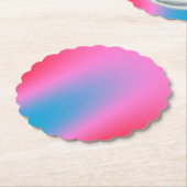 深いマゼンタピンクから赤と青のオーリグラデーション ペーパーコースター (アングル)