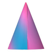 深いマゼンタピンクから赤と青のグラデーションパーティー パーティーハット (裏面)