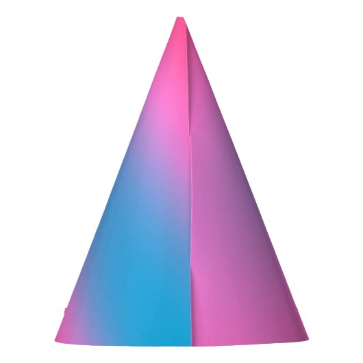 深いマゼンタピンクから赤と青のグラデーションパーティー パーティーハット (裏面)