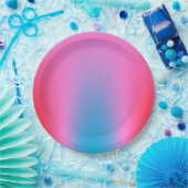 深いマゼンタピンクから赤と青のグラデーションパーティー ペーパープレート (パーティー)