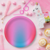 深いマゼンタピンクから赤と青のグラデーションパーティー ペーパープレート (パーティー)