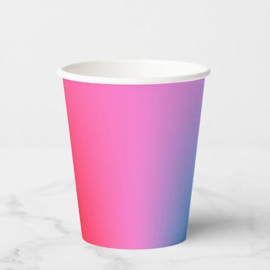 深いマゼンタピンクから赤と青のグラデーションパーティー 紙コップ (正面)