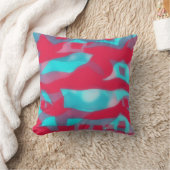 深いマゼンタピンクとアクアブルーファンキーピロー クッション (ブランケット)