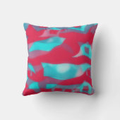 深いマゼンタピンクとアクアブルーファンキーピロー クッション (裏面)