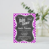 深いマゼンタ水玉模様;黒板ルック ポストカード (スタンド正面)