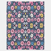深いミッドナイトフローラガーデンパターンシェルパブランケット フリースブランケット (正面)