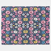 深いミッドナイトフローラガーデンパターンシェルパブランケット