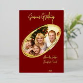 深いミニマルレッドシーズンズグリーティングクリスマス 箔シーズンカード (立ち正面)